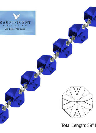 Magnificent Crystal Garland Blue 14mm Octagon Prism Strand