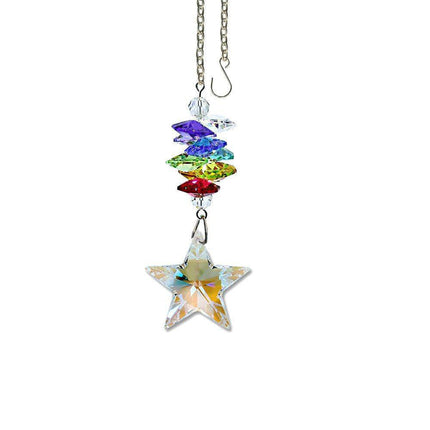 Aurora Borealis Star Suncatcher with Colorful Rainbow Maker Crystals