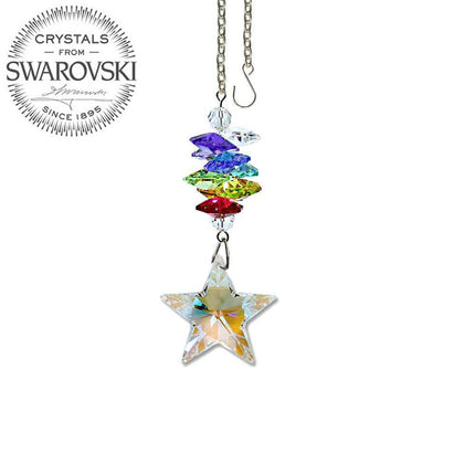 Crystal Ornament Suncatcher 3 inch Aurora Borealis Star Ornament with Colorful Rainbow Maker Made with Swarovski crystals