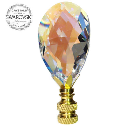 Lamp Shade Finial Aurora Borealis Almond Swarovski Strass Crystal