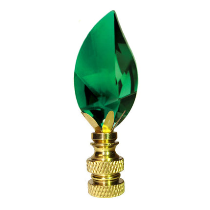 Lamp Shade Finial 40mm Emerald Leaf Swarovski Strass Crystal