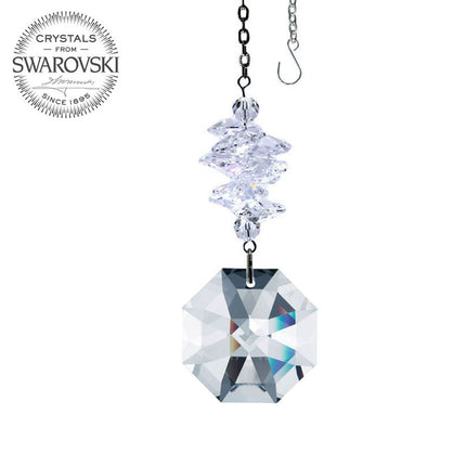 Crystal Suncatcher 3.5-inch Ornament Faceted Octagon prism Clear Rainbow Maker Made with Swarovski crystals