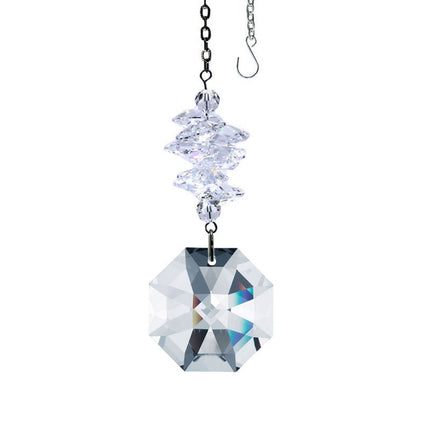 Crystal Suncatcher 3 inch Ornament Faceted Octagon prism Clear Rainbow Maker Made with Swarovski crystals