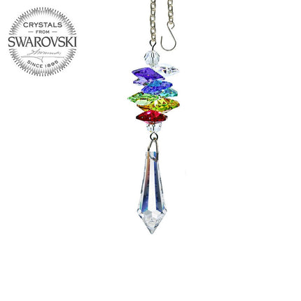 Crystal Ornament 3-inch Suncatcher Clear Icicle prism Rainbow Maker Made with Swarovski crystals