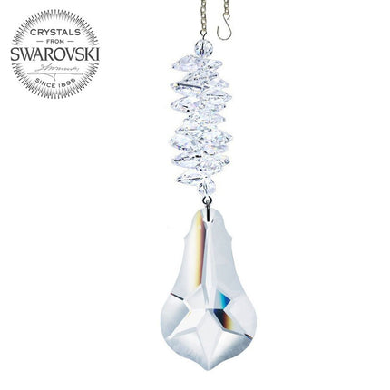 Crystal Ornament 5-inch Suncatcher Crystal Pendeloque Prism Clear Rainbow Maker Made with Swarovski crystals