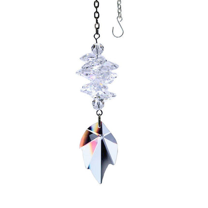 Crystal Suncatcher 3 inch Ornament Leaf prism Clear Rainbow Maker Made with Swarovski crystals