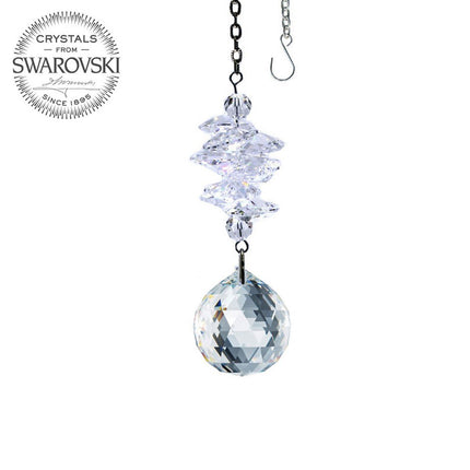 Crystal Suncatcher 3.5-inch Ornament Clear Faceted Ball Made with Swarovski crystals